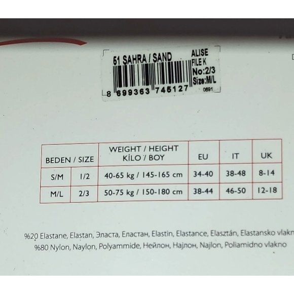 Penti Alise File Medium/Large (2/3) Sand Fishnet Tights 5127 - Picture 11 of 12